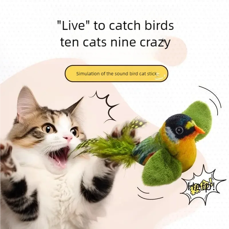 Interactive Feather Wand Cat Toy with Catnip