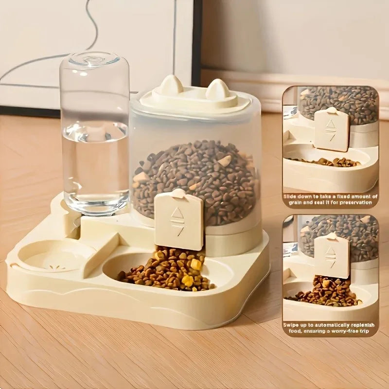 2-in-1 Automatic Cat Feeder & Water Dispenser – No Battery Required