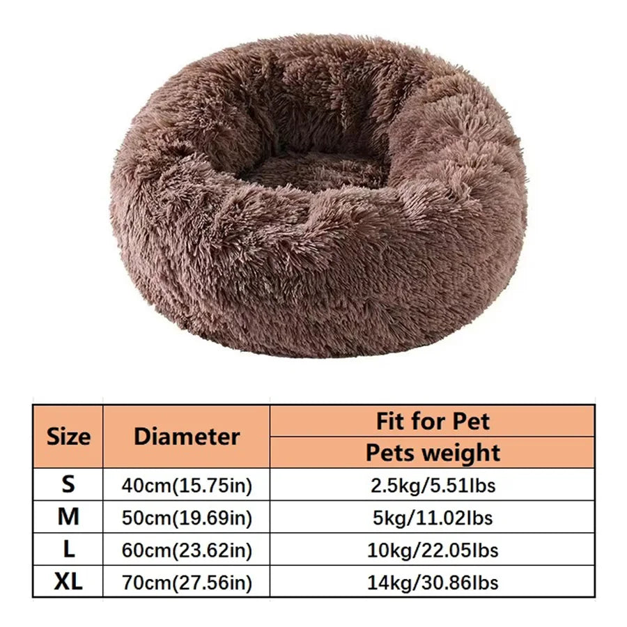 Cozy Cat & Dog Donut Bed – Soft Faux Fur Calming Pet Bed
