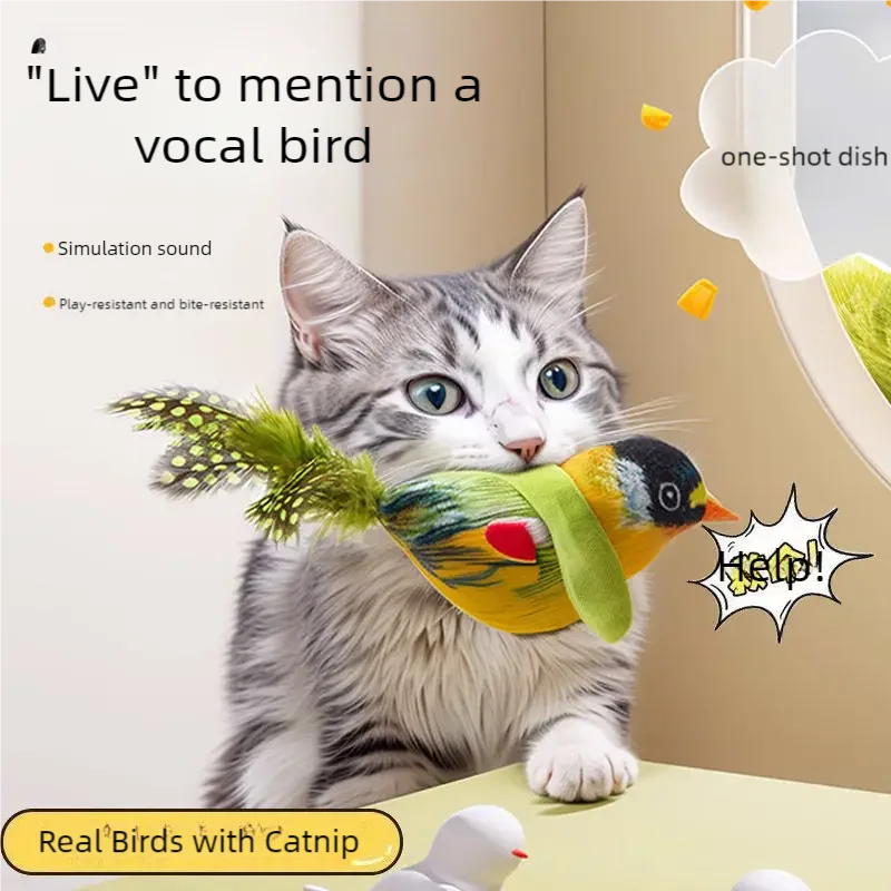 Interactive Feather Wand Cat Toy with Catnip