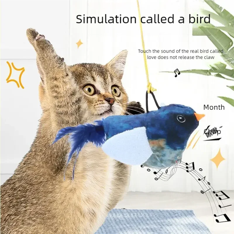 Interactive Feather Wand Cat Toy with Catnip