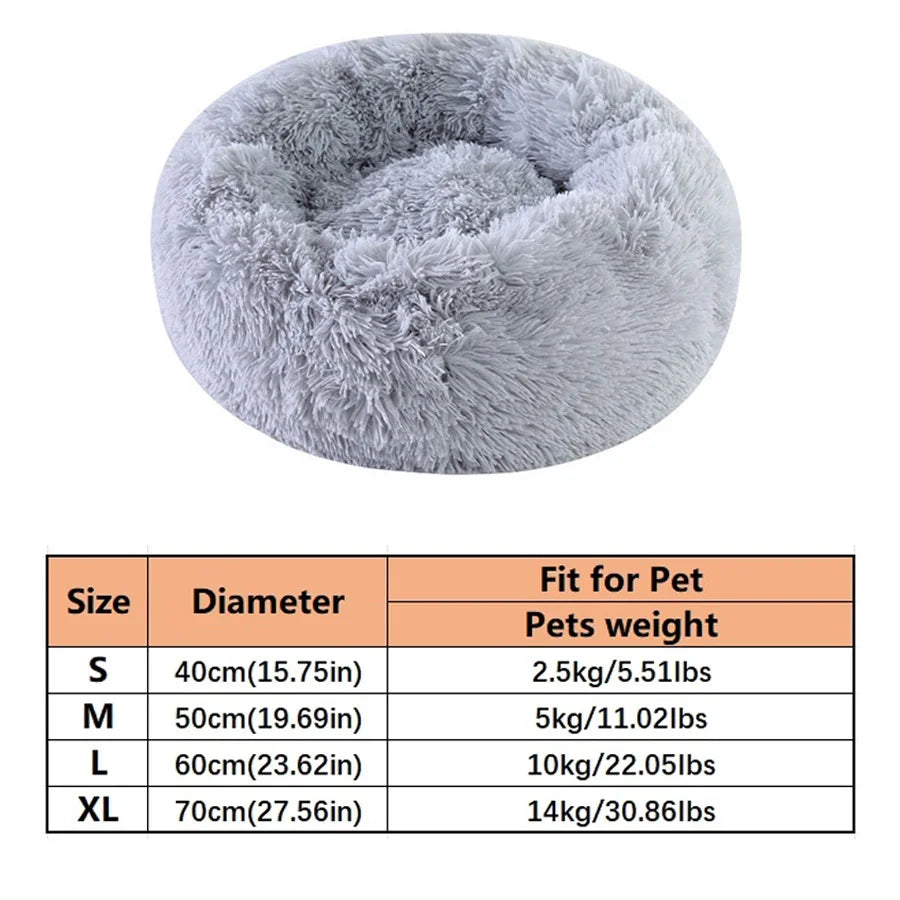 Cozy Cat & Dog Donut Bed – Soft Faux Fur Calming Pet Bed