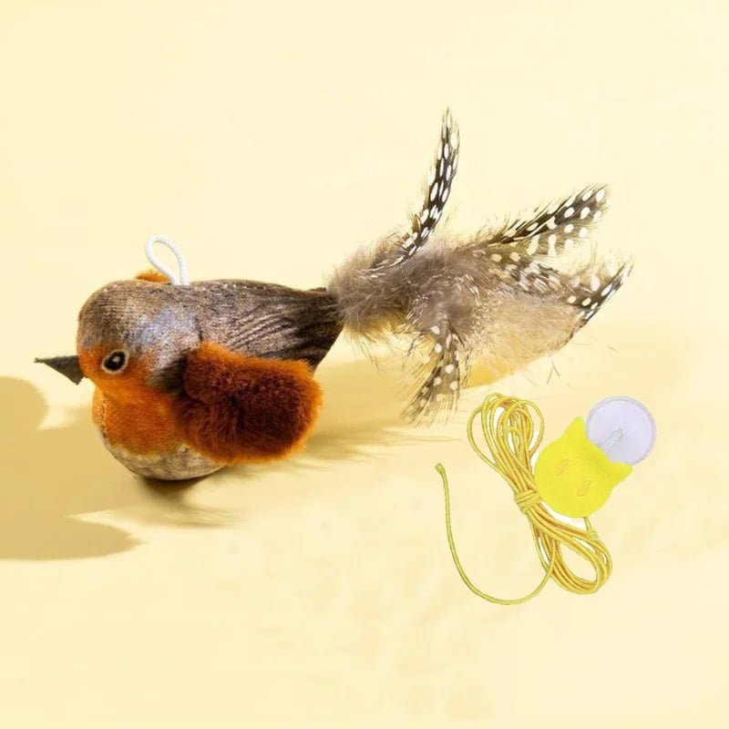 Interactive Feather Wand Cat Toy with Catnip