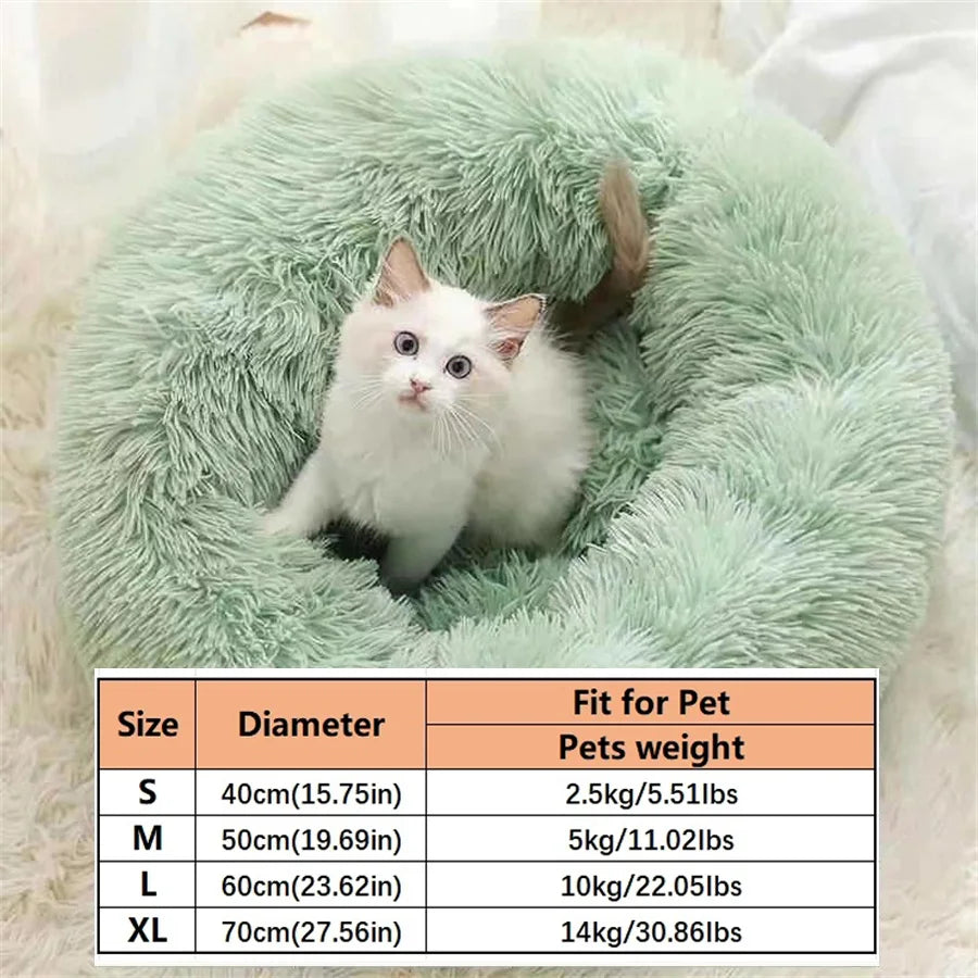 Cozy Cat & Dog Donut Bed – Soft Faux Fur Calming Pet Bed